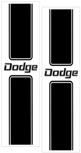 Dodge Truck Split Style Vertical Bed Stripe Decal Kit - Dodge Name - 12" x 50"