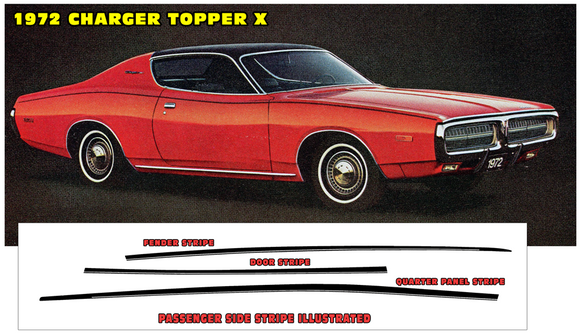 1972 Dodge Charger Topper X Side Stripe Decal Kit
