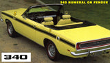 1969 Plymouth Barracuda Formula S Upper Body Stripe Decal Kit - 340 Numeral