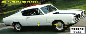 1969 Plymouth Barracuda Lower Body Stripe Decal Kit - 383 Cuda