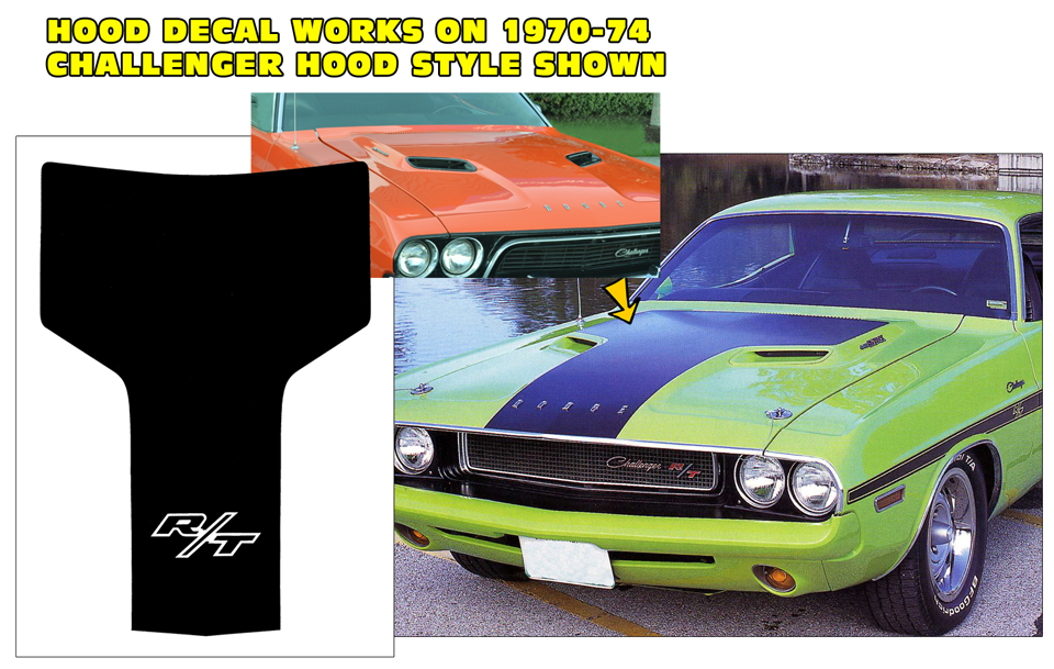 1970-71 Dodge Challenger R/T Hood Blackout Decal - R/T Logo | Graphic ...