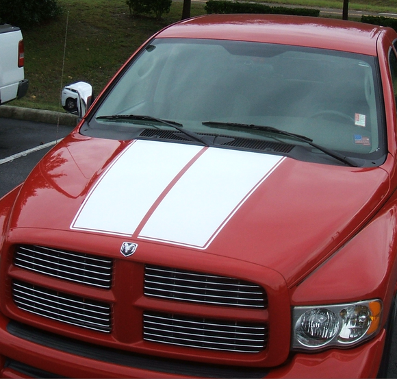 2001-08 Dodge Truck Hood Dual Stripe Decal Kit - Outlined Style