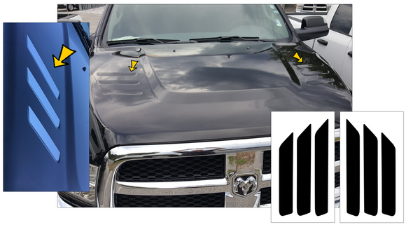 2010-17 Dodge Ram 2500 - 3500 Hood Gill Vent Inlay Decal Kit - Wide Inserts