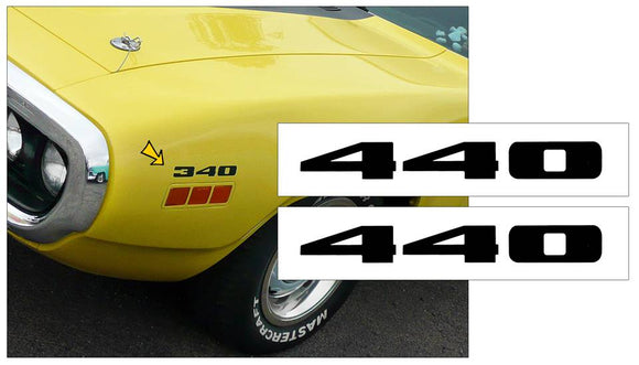 1971-72 Plymouth - Road Runner - GTX - Fender Decal Set - 440 Numeral