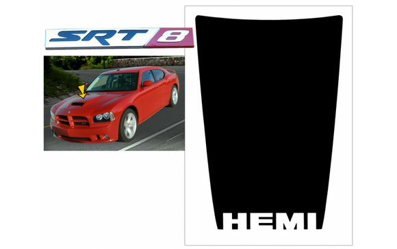 2006-10 Dodge Charger SRT-8 Hood Blackout Decal with HEMI Name