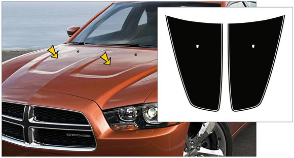 2011-14 Dodge Charger Solid with Pinstripe Hood Insert Decal Kit