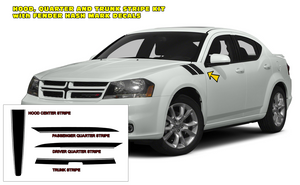 2008-14 Dodge Avenger Combo Kit - Hood Insert with Quarter and Trunk Stripes Decal with Hash Marks