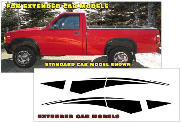 1994-96 Dodge Dakota Truck - Sport Streak Stripe Decal Kit - Extended Cab