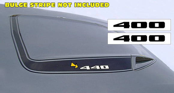 1973-74 Plymouth Road Runner Hood Bulge Decal Set - 400 Numeral