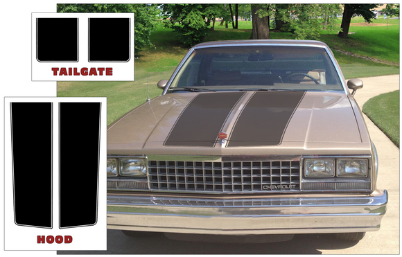 1978-87 Chevy El Camino Dual Hood and Tailgate Stripe Decal Kit