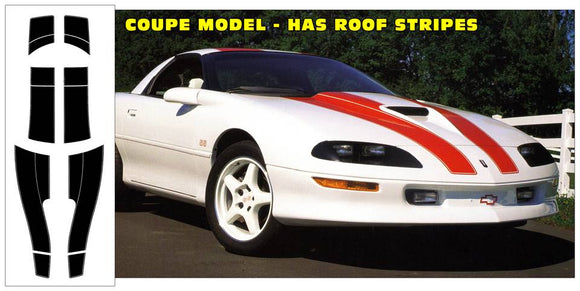 1993-97 Camaro SS Stripe Decal Kit - COUPE with ROOF Stripes