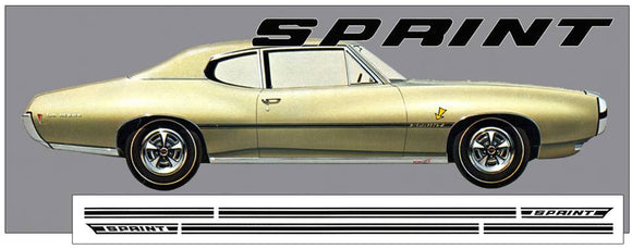 1968-69 Pontiac Lemans Sprint Mid Body Stripe Decal Kit - Sprint Name