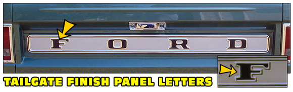 1967-69 Ford F100 - F250 Ranger - Trim Panel Tailgate Decal Letters