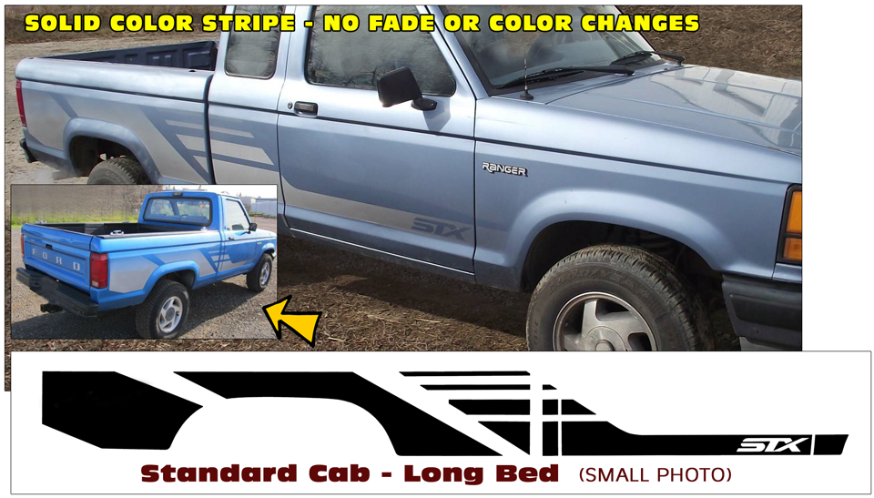 Graphic Express - 1991-92 Ford Ranger STX Side Stripe Kit - SC LB